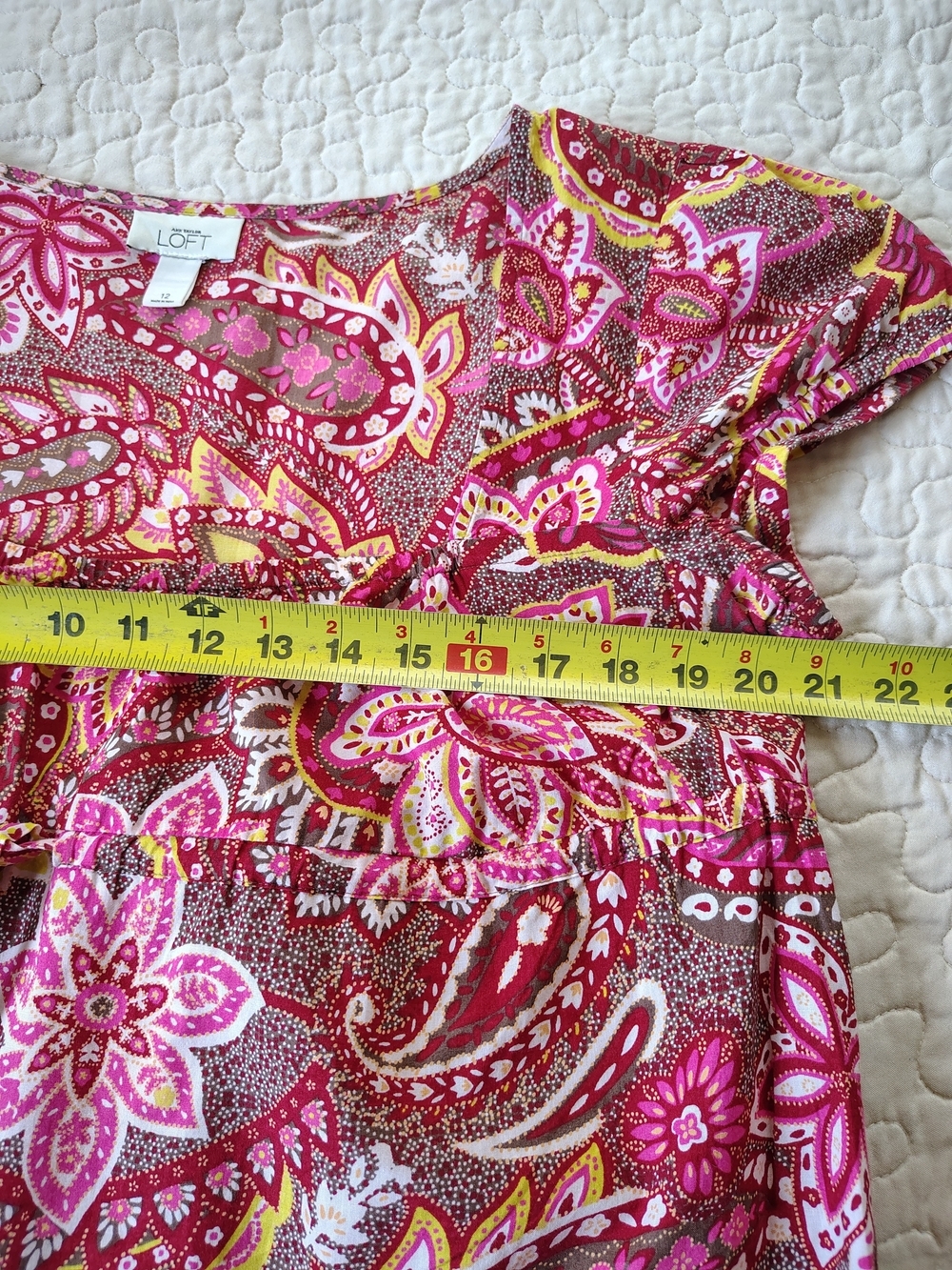 LOFT Pink Paisley Square-Neck Midi Dress Size 12. - Picture 3 of 6